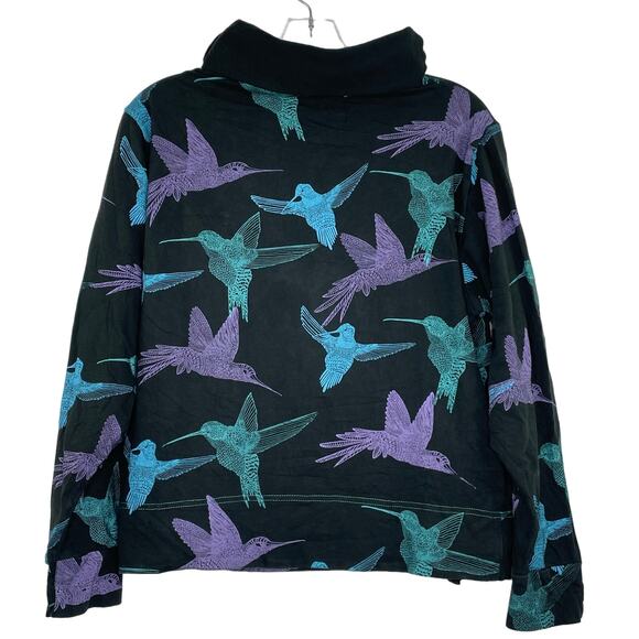 Garrapata Textile Hummingbird Cowl Turtleneck Top Medium long sleeve pockets - Picture 6 of 12